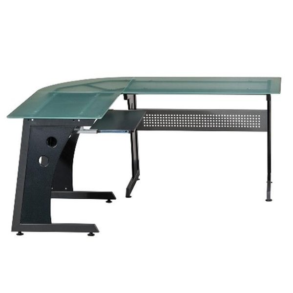 Techni Mobili Techni Mobili RTA-3803-GPH06 L-shaped Glass Computer Desk - Graphite RTA-3803-GPH06